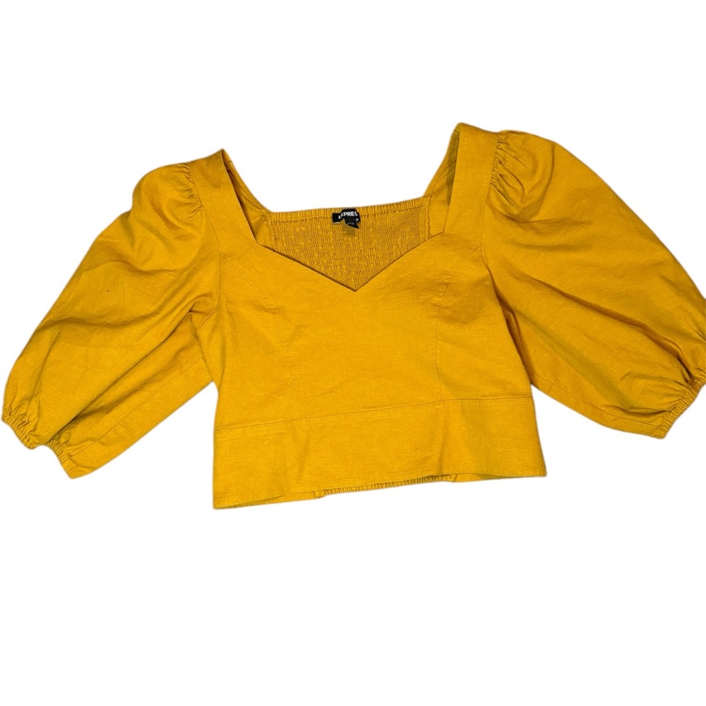 Yellow Puff Sleeve Women's Top